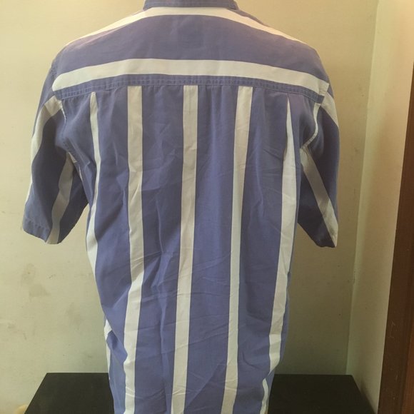 Men's Short Sleeve GAP Blue/White Striped Shirt - Picture 2 of 2